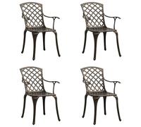 vidaXL 4x Garden Chairs Cast Aluminium Bronze Outdoor Patio Dinner Seating