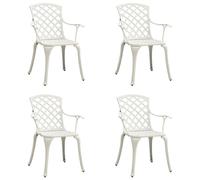 vidaXL 4x Garden Chairs Cast Aluminium White Dining Armchair Outdoor Patio