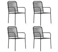 4x Garden Chairs Cotton Rope and Steel Black Outdoor Patio Armchair vidaXL