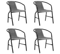 4x Garden Chairs Plastic Rattan and Steel Patio Dining Armchair vidaXL