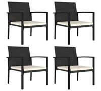 vidaXL 4x Garden Dining Chairs Poly Rattan Black Outdoor Armchair Seating