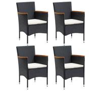 vidaXL 4x Garden Dining Chairs Poly Rattan Black Outdoor Patio Dining Armchair