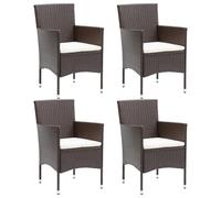 vidaXL 4x Garden Dining Chairs Poly Rattan Brown Outdoor Patio Dining Armchair