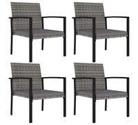 Garden Dining Chairs with Seat Cushions Set of 4 Outdoor Poly Rattan Grey