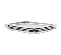 vidaXL Stackable Gastronorm Containers 4 pcs GN 1/1 20 mm, Universal Stainless Steel Food Pans, Efficient for Professional Kitchens, Restaurants, Hotels, Parties - Silver