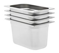 vidaXL 4x Gastronorm Containers GN 1/4 150mm Stainless Steel Stackable Tray