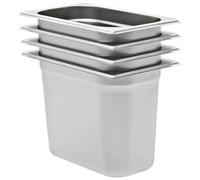 vidaXL 4x Gastronorm Containers GN 1/4 200mm Stainless Steel Stackable Tray