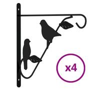 vidaXL Black Steel Hanging Basket Brackets - Durable, Versatile Hangings for Garden Decor - Includes Manual, Hooks, Plugs - 29.5 x 26 cm