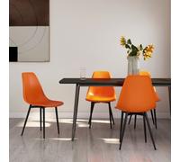 vidaXL 4x Orange PP Dining Chairs, Ergonomic Backrest, Powder-Coated Metal Legs - 338061