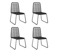 vidaXL 4x Outdoor Chairs Poly Rattan Black Garden Dining Dinner Side Chair