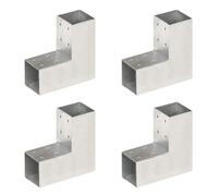vidaXL 4x Post Connectors L Shape Galvanised Metal 71x71mm Wood Beams Support