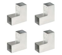 vidaXL 4x Post Connectors L Shape Galvanised Metal 81x81mm Wood Beams Support
