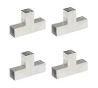 vidaXL 4x Post Connectors T Shape Galvanised Metal 71x71mm Wood Beams Support