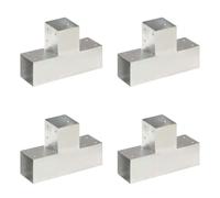vidaXL 4x Post Connectors T Shape Galvanised Metal 91x91mm Wood Beams Support