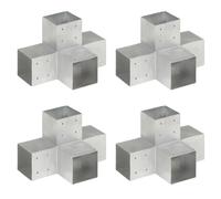 vidaXL 4x Post Connectors X Shape Galvanised Metal 101x101mm Wood Beams Shoe