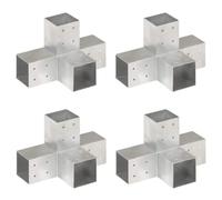 vidaXL 4x Post Connectors X Shape Galvanised Metal 81x81mm Wood Beams Support