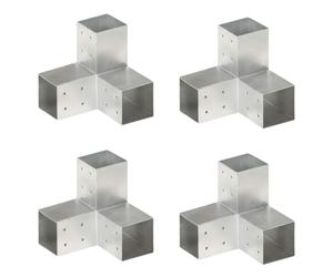 vidaXL 4x Post Connectors Y Shape Galvanised Metal 81x81mm Wood Beams Support