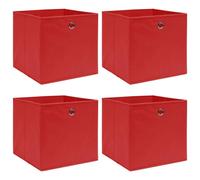 vidaXL 4x Red Foldable Fabric Storage Boxes - Non-Woven Polyester Organisers 32x32x32 cm