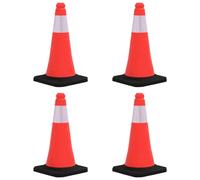 vidaXL 4x Reflective Traffic Cones with Heavy Bases 50 cm Road Traffic Sign