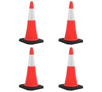 vidaXL 4x Reflective Traffic Cones with Heavy Bases Signage Road Traffic Signs