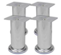 Vidaxl 4 Round Sofa Legs Chrome 120 Mm, Silver