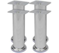 vidaXL 4x Round Sofa Legs Chrome 180mm Feet Footstool Replacement Accessory