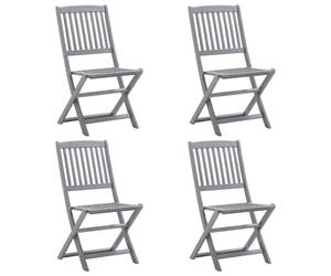 vidaXL 4x Solid Acacia Wood Folding Outdoor Chairs Garden Balcony Patio Seat