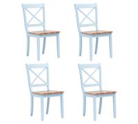 vidaXL 4x Solid Rubber Wood Dining Chairs Grey and Light Wood Kitchen Seating