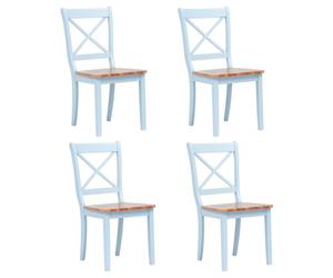 vidaXL 4x Solid Rubber Wood Dining Chairs Grey and Light Wood Kitchen Seating
