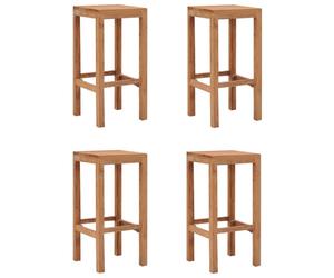vidaXL 4x Solid Teak Wood Bar Stools Wooden Set of Bar Chairs Kitchen Seats