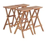 vidaXL 4x Solid Teak Wood Folding Bar Stools Outdoor Garden Furniture Seat