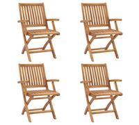 vidaXL 4x Solid Teak Wood Folding Garden Chairs Furniture Outdoor Seating