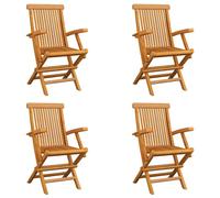 vidaXL 4x Solid Teak Wood Folding Garden Chairs Wooden Outdoor Dining Seat