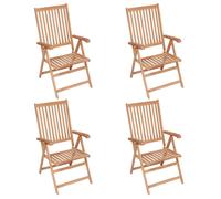 vidaXL 4x Solid Teak Wood Reclining Garden Chairs Wooden Dining Dinner Seat