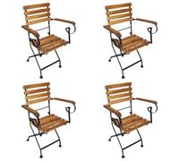 vidaXL 4x Solid Wood Acacia Folding Garden Chairs Steel Dining Lounge Armchair