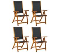 vidaXL 4x Solid Wood Acacia Folding Garden Chairs Textilene Patio Dining Chair