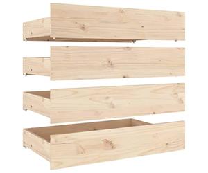 vidaXL 4x Solid Wood Pine Bed Drawers Bedroom Furniture Accessory Wooden Under Bed Box Storage Unit Storage Drawer Container Organiser
