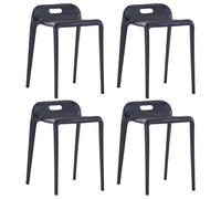 vidaXL 4x Stackable Stools Black Plastic Kitchen Dining Room Counter Seat