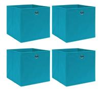 vidaXL Foldable Storage Boxes - Fabric Storage Cubes, Space-Saving Baby Blue, 4-Pieces 32x32x32 cm for Clothes, Accessories Organizing