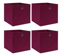 vidaXL 4x Storage Boxes Dark Red Fabric Foldable Garden Chest Cases Organisers