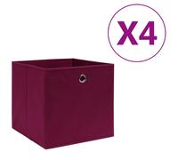 vidaXL 4x Storage Boxes Non-woven Fabric Dark Red Organiser Basket Container