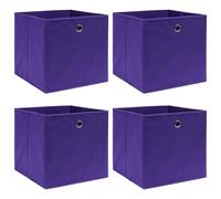 vidaXL 4x Storage Boxes Purple Fabric Foldable Garden Chests Cases Organisers