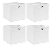 vidaXL 4x Storage Boxes White Fabric Foldable Garden Chests Cases Organisers