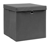 vidaXL 4x Storage Boxes with Covers Foldable Household Storage Pack Set Cube Chest Collapsible Home Organiser Basket Container Grey
