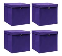 vidaXL 4x Storage Boxes with Covers Purple Home Storage Chest Pack Box Set