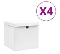 vidaXL 4x Storage Boxes with Covers White Organiser Chest Basket Container