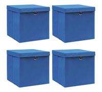 VidaXL Storage Boxes Withlids 4 Pieces Blue 32X32X32Cm Fabric, Blue