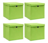 vidaXL 4x Storage Boxes with Lids Green Fabric Garden Chests Cases Organisers