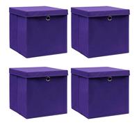vidaXL 4x Storage Boxes with Lids Purple Fabric Garden Chests Cases Organisers