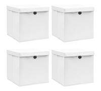 vidaXL 4x Storage Boxes with Lids White Fabric Garden Chests Cases Organisers
